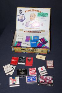lot 138 image: King Edward cigar Box with Vintage Matches