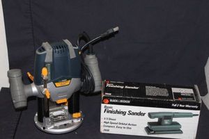lot 151 image: Plunge Router, and Black & Decker Finish Sander
