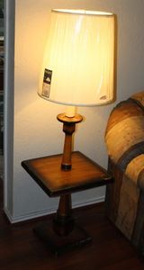lot 194 image: Wooden Floor lamp with Table