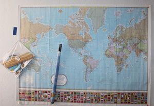 lot 206 image: World Poster and SIP World Poster and Globe Model