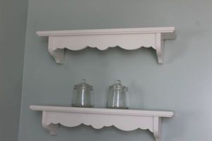lot 299 image: Two Wall shelves and 2 Apothecary Jars