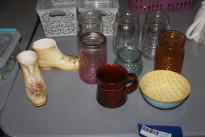 lot 401 image: Extra Large Ball Jars, Antique Decorative Shoes and More