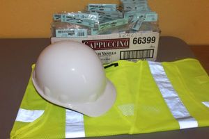 lot 476 image: data covers, hard hat, safety vest