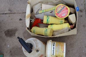 lot 235 image: Wall Span repair fabric, plastic bottles, yard sprayer