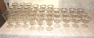 lot 29 image: Silver trim goblets and sherbet glassware - 36 pieces total