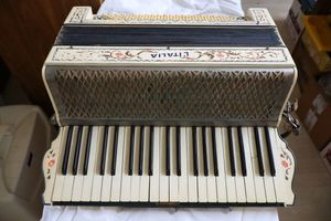 lot 46 image: Vintage accordion instrument with case