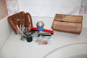 lot 153 image: Vintage baseball glove, vintage dove decoys, nut cracker and more