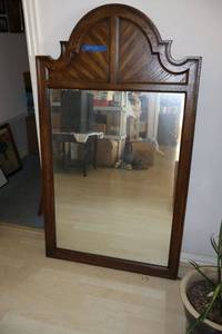 lot 85 image: Solid wood wall mirror - 29.5w x 51h