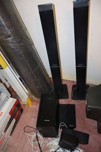 lot 95 image: Panasonic speaker system 2 towers - model S8-HF956, Subwoofer - S8HW560, wireless system model SE-FX65A