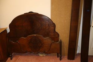 lot 91 image: Vintage bed frame as shown - headboard 57w x 53h, footboard 57w x 29h