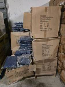 lot 18 image: Pallets of Approx 7 Boxes of Hanging Closet Organizers.  Approx 20 Sets Per Box