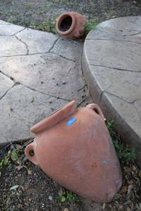 lot 74 image: Pair of terra cotta angled planters