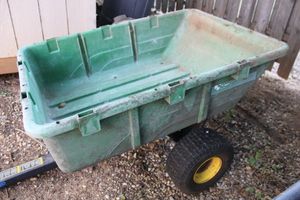 lot 87 image: Green pull behind lawn mower cart