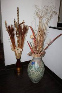 lot 56 image: Two decorative floor vases - larger one measures 25h vase, 58h total