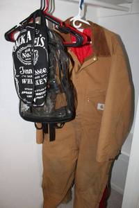 lot 118 image: Carhartt Coveralls with Jack Daniels backpack