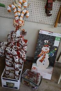 lot 185 image: Christmas light-up Snowman, gift boxes and candy canes, and more