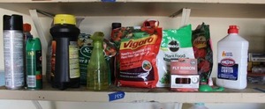 lot 155 image: Plant food, bug killer, and lighter fluid