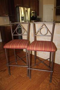 lot 224 image: Two bar height chairs with metal frame
