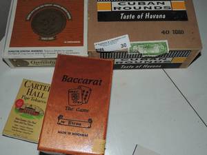 lot 30 image: Baccarat BOX , cigar boxes, carter hall book, SISSORS