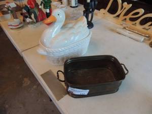 lot 112 image: goose soup tureen plus copper pan