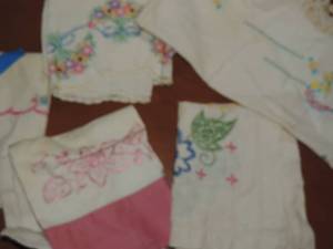 lot 219 image: Embroided  tea towels and pillow cases