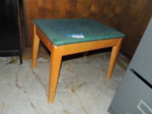 lot 140 image: green padded wooden stool