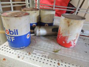 lot 164 image: qty 3 Mobil atf, grease gun,