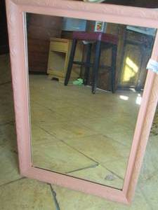 lot 181 image: pink frame wall mirror