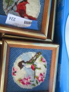 lot 224 image: qty 3 knitted art pieces framed small