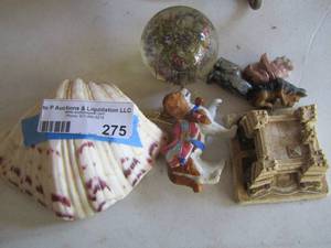 lot 275 image: shell, mini dog dcor, glass ball and more