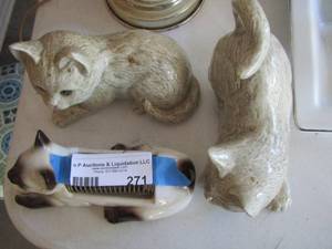 lot 271 image: qty 3 cat figurines