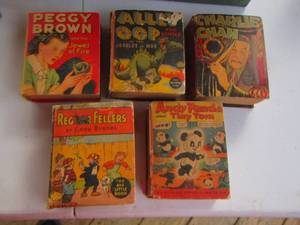 lot 2054 image: LITTLE BIG BOOKS - vintage  Peggy Brown, Charlie Chan, ALLEY OOPS, ANDY PANDA, REGULAR FELLERS