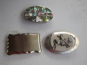 lot 2075 image: women and mens belt buckles qty 3