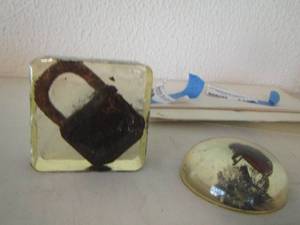 lot 2129 image: bug in glass - vintage lock in glass