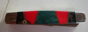 lot 2053 image: black, red  and teal pocket knife