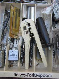 lot 2322 image: tools, large sockets, various size drill bits