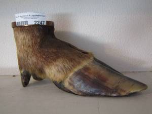 lot 2247 image: large moose foot turned into candle stand