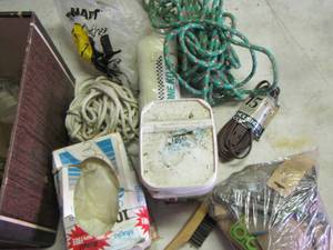 lot 2293 image: extension cord, rope, gloves, nails , wire brush