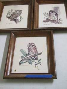 lot 2186 image: 3 pc owl wall art great condition