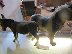 lot 2222 image: dog statue and donkey statue