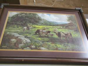 lot 2258 image: cow framed art by Robert S.