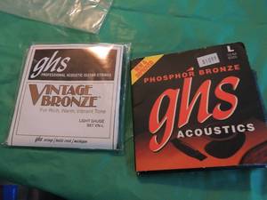 lot 2581 image: GHS Phosphor bronze and Vintage bronze guitar string sets