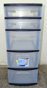 lot 12 image: STERLITE 5 DRAWER STORAGE BIN - VG CONDITION