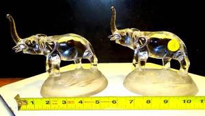 lot 18 image: $$$ VINTAGE CRISTAL DARQUES LEADED CRYSTAL ELEPHANT PAIR (2 X $)