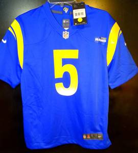lot 63 image: BIG $ LOT - OFFICIAL NFL LICENSED LOS ANGELES RAMS YOUTH LARGE HOME JERSEY WITH TAGS - PRICED AT $100.00
