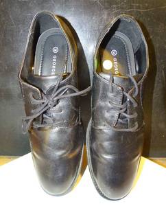 lot 66 image: MENS SIZE 13 BLACK LEATHER LACE UP SHOES - GOOD USED CONDITION