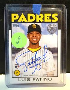 lot 69 image: 2021 Topps 1986 Topps Baseball Auto Luis Patino #86A-LPA Rookie Auto RC