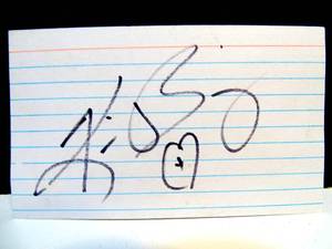 lot 77 image: AUTHENTIC KIM BASINGER HAND SIGNED INDEX CARD $$$