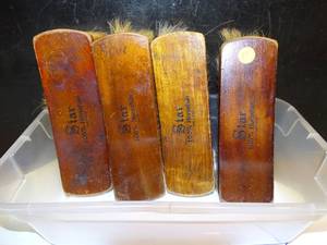 lot 80 image: LOT OF 4 - Star 100% Horsehair Shoe Shine Brush Wood Handle Made in Brazil 7 Inch