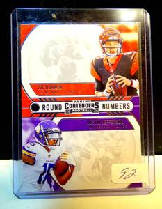 lot 92 image: 2020 Panini Contenders #RN-BJ Joe Burrow  Justin Jefferson Round Numbers
